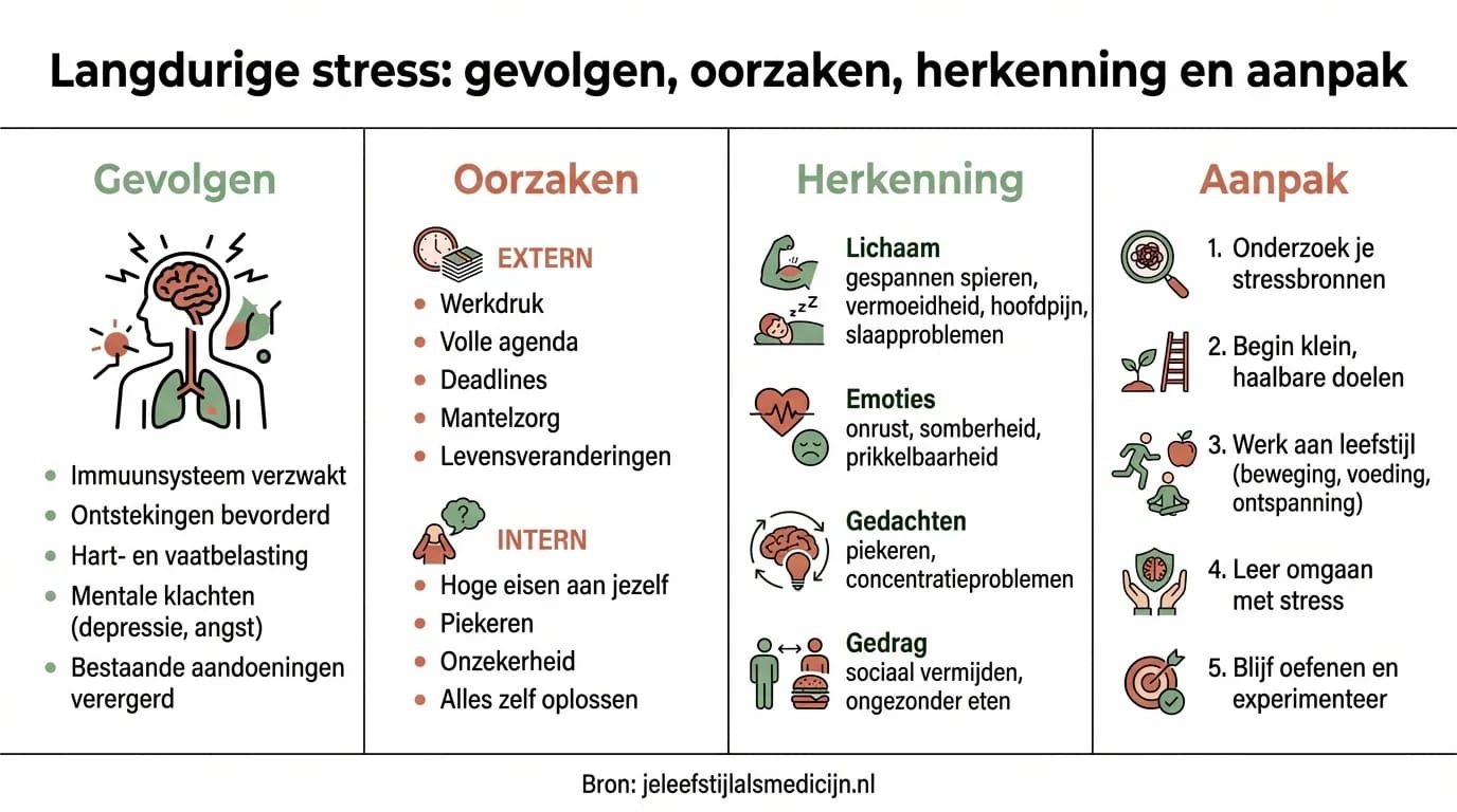 Infographic: Langdurige stress - gevolgen, oorzaken, herkenning en aanpak