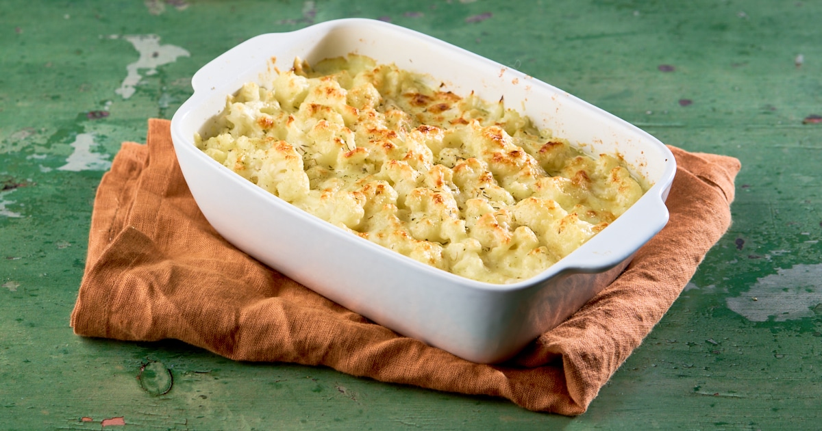 Ovenschotel met gehakt, bloemkool en kaas